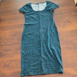 American Eagle Outfitters Teal Patterned Midi Dress